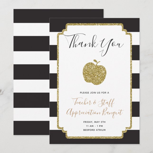 Teacher Appreciation Week Invitation School Apple (Front/Back)