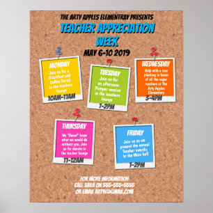 Teacher Appreciation Week Itinerary noticeboard Poster