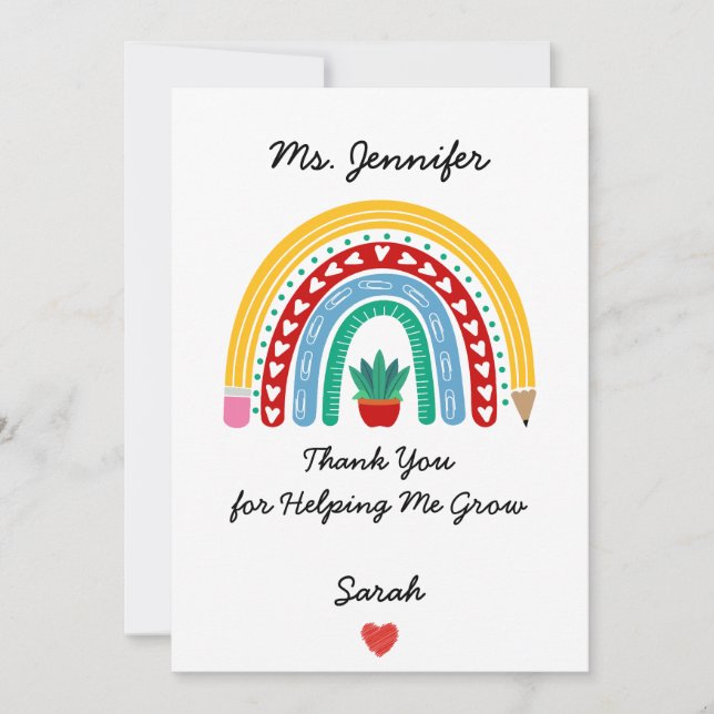 Teacher Appreciation With Thank You Message Custom Holiday Card (Front)