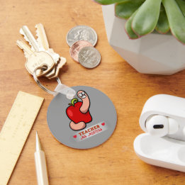 Teacher Appreciation Worm in Apple Add Name Keychain