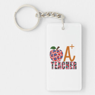 Teacher Art Apple A Plus Teacher Keychain