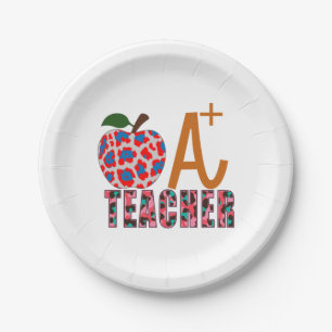Teacher Art Apple A Plus Teacher Paper Plate