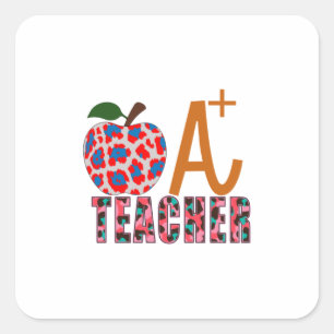 Teacher Art Apple A Plus Teacher Square Sticker