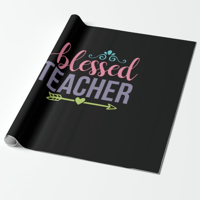 Teacher Art Blessed Teacher Wrapping Paper (Unrolled)