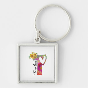 Teacher Art Flower Teacher Keychain
