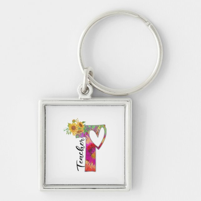 Teacher Art Flower Teacher Keychain (Front)