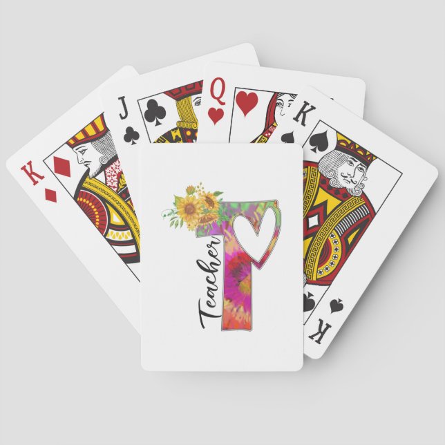 Teacher Art Flower Teacher Playing Cards (Back)