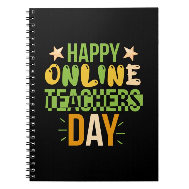 Teacher Art Happy Online Teacher Day Notebook (Front)