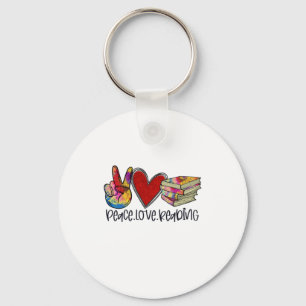 Teacher Art Peace Love Reading Keychain
