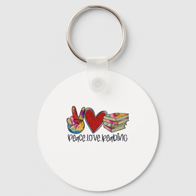 Teacher Art Peace Love Reading Keychain (Front)