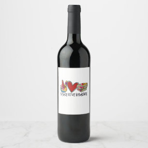 Teacher Art Peace Love Reading Wine Label