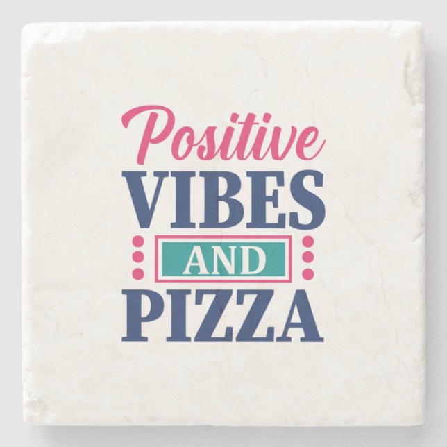 Teacher Art Positive Vibes And Pizza Stone Coaster (Front)