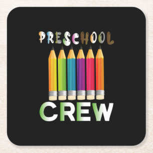 Teacher Art Preschool Crew Teacher Square Paper Coaster