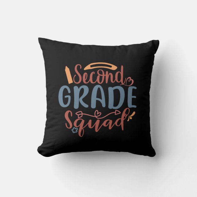 Teacher Art Second Grade Squad Throw Pillow (Front)