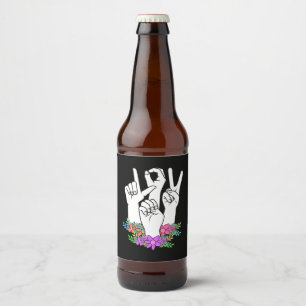 Teacher ASL Hand Sign Beer Bottle Label