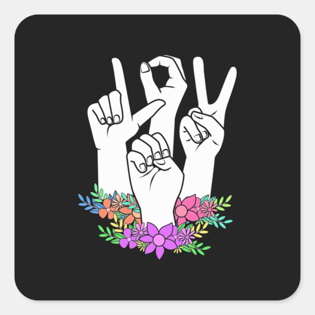 Teacher ASL Hand Sign Square Sticker (Front)