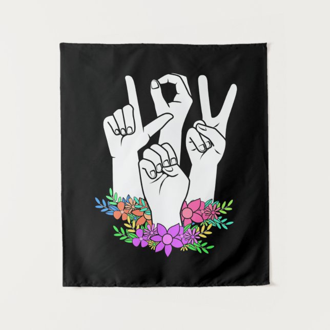Teacher ASL Hand Sign Tapestry (Front)