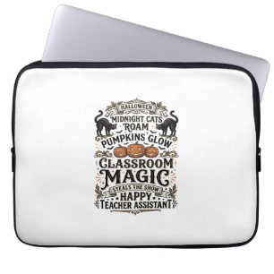 Teacher Assistant Halloween Shirt with Black Cats  Laptop Sleeve