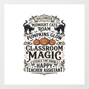 Teacher Assistant Halloween Shirt with Black Cats Window Cling