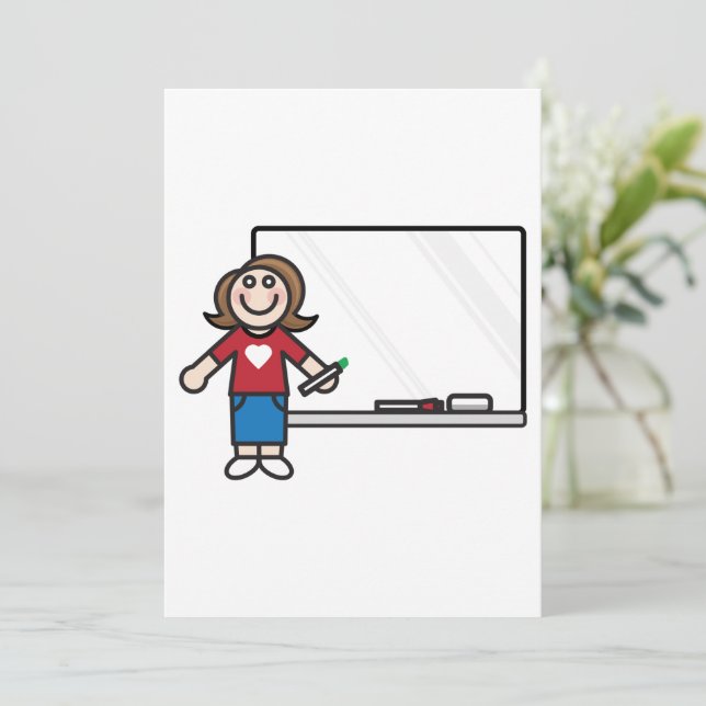 Teacher at Whiteboard Classroom Invitation (Standing Front)