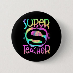 Teacher Back To School Apple Tie Dye Funny First D 2 Inch Round Button