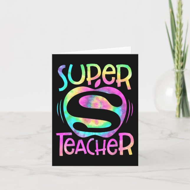 Teacher Back To School Apple Tie Dye Funny First D Card (Front)