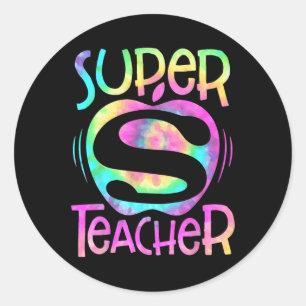Teacher Back To School Apple Tie Dye Funny First D Classic Round Sticker