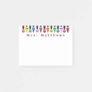 Teacher Back to School Color Crayon Cute Post-it Notes
