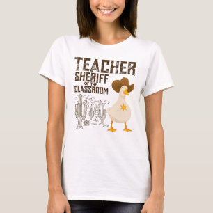 Teacher Back to school Cowboy Retro Goose  Funny T-Shirt
