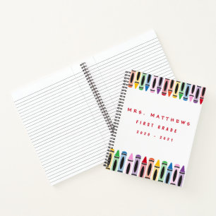 Teacher Back to School Cute Colour Crayon Notebook