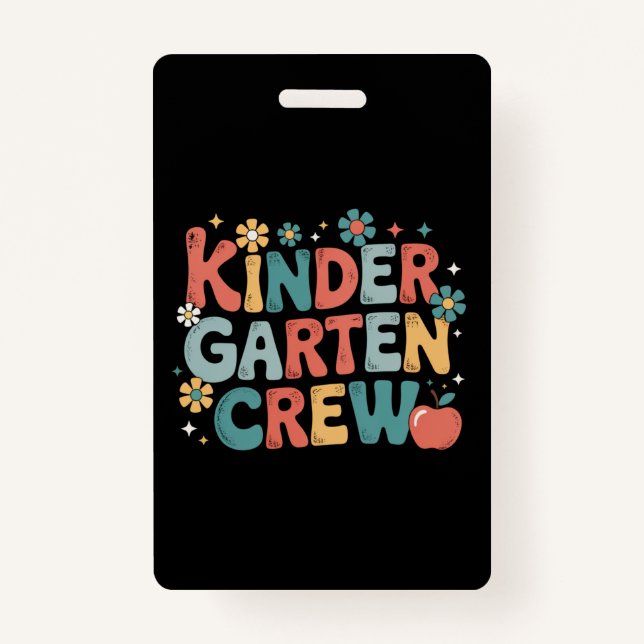 Teacher  Back to School Kindergarten Crew Badge (Front)