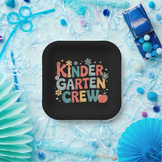 Teacher  Back to School Kindergarten Crew Paper Plate (Party)