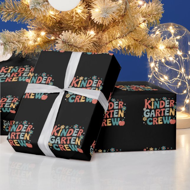 Teacher  Back to School Kindergarten Crew Wrapping Paper (Holidays)
