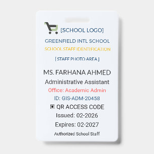 Teacher Badge   Assistant ID – School Staff