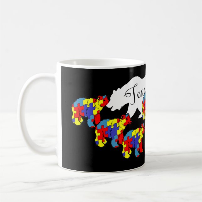 Teacher Bear Autism Awareness Month SPED Teacher M Coffee Mug (Left)