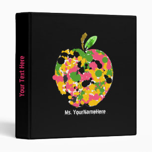 Teacher Binder - Multi Colour Paint Splatter Apple