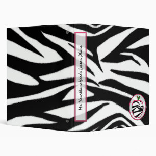 Teacher Binder - Zebra Print Apple