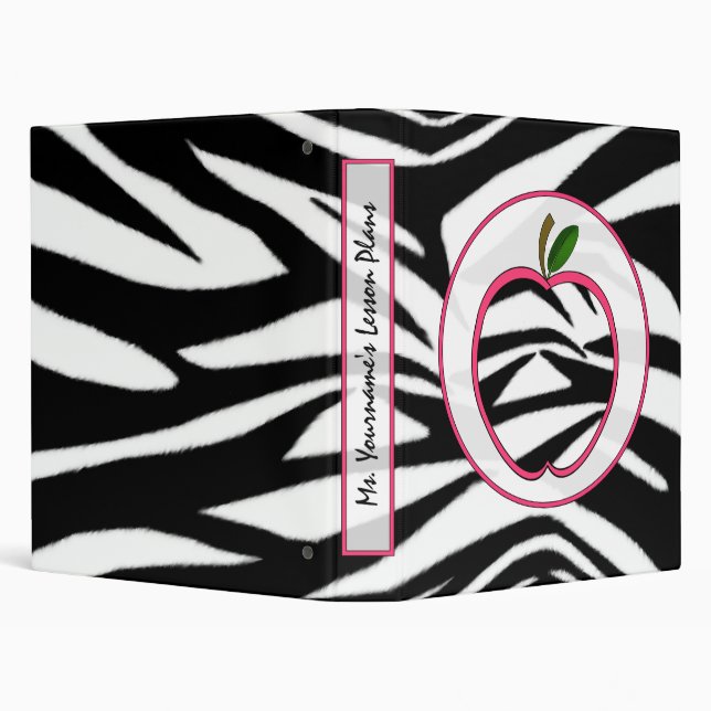 Teacher Binder - Zebra Print Apple (Background)