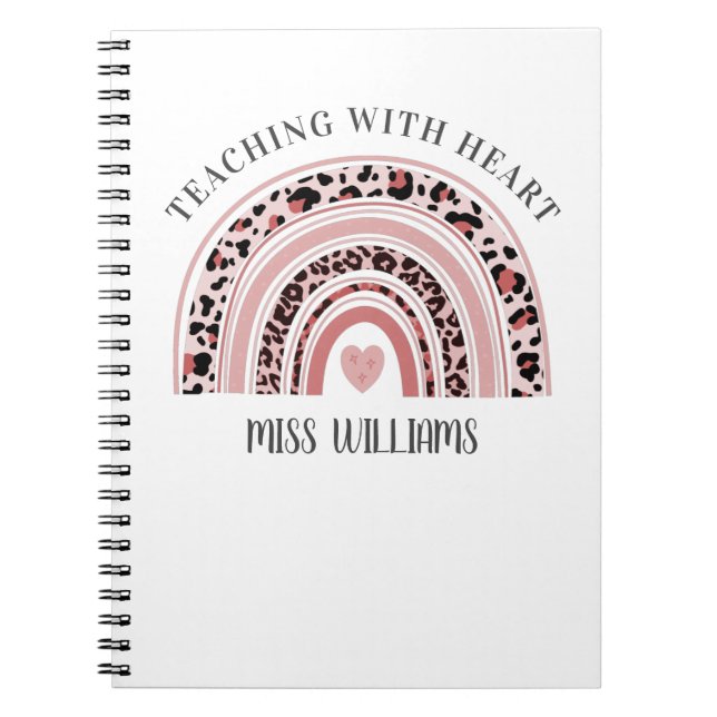 Teacher Boho Rainbow Teaching With Heart Notebook (Front)