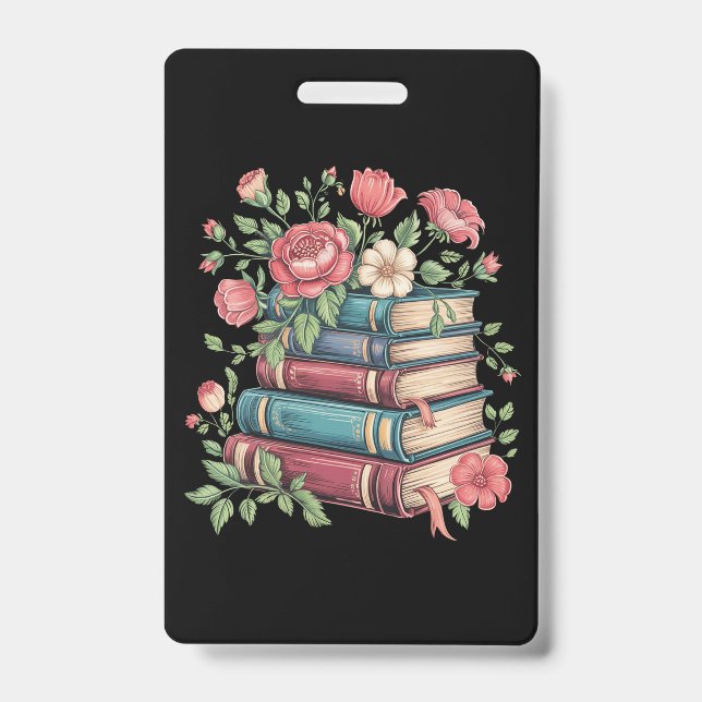 Teacher Book Lover Back to School Wildflowers Badge (Front)