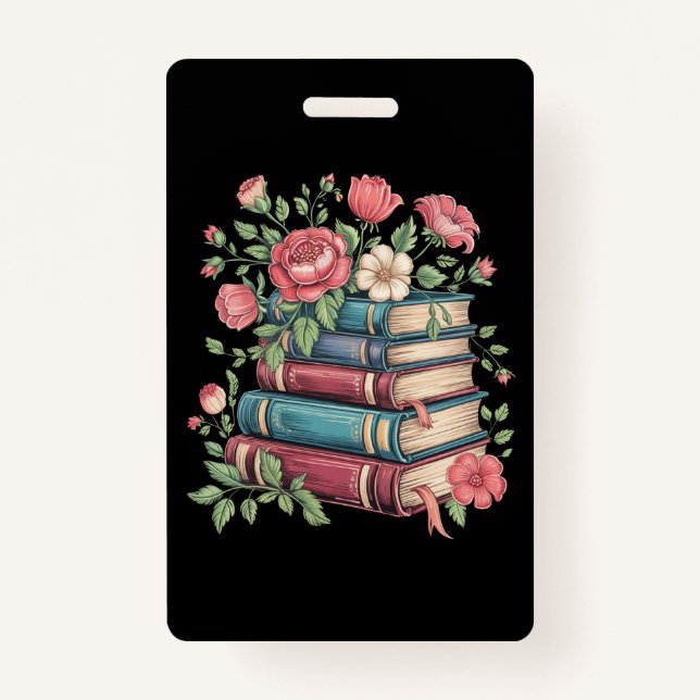 Teacher Book Lover Back to School Wildflowers Badge (Front)