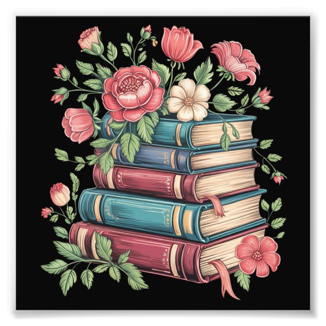 Teacher Book Lover Back to School Wildflowers Photo Print (Front)