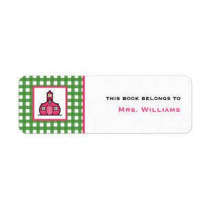 Teacher Bookplate - Green Gingham