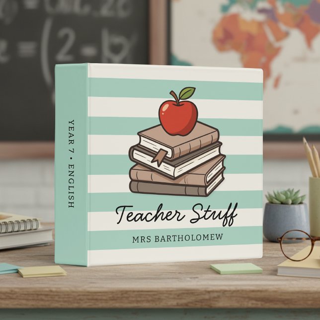Teacher Bookstack and Apple Personalized  Binder (Creator Uploaded)