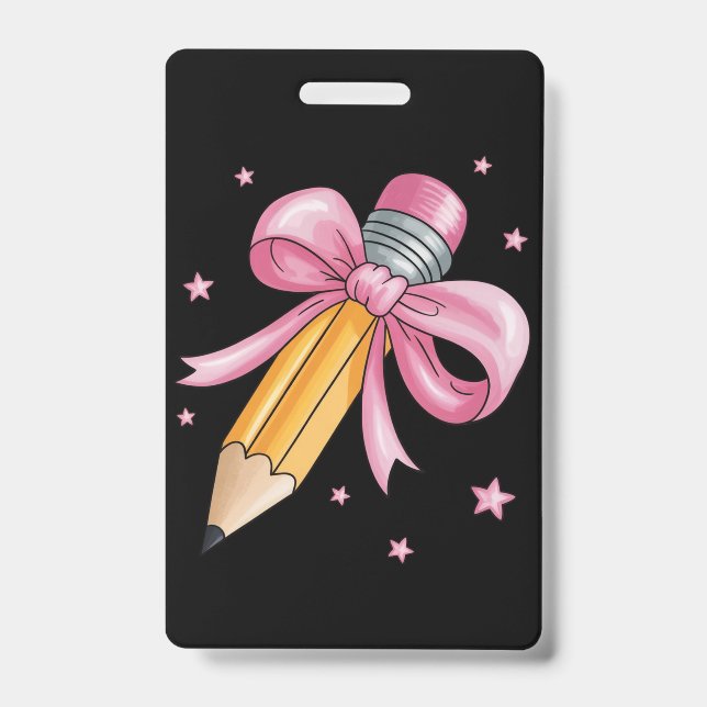 Teacher Bow Pencil Teaching Life Appreciation Gift Badge (Front)