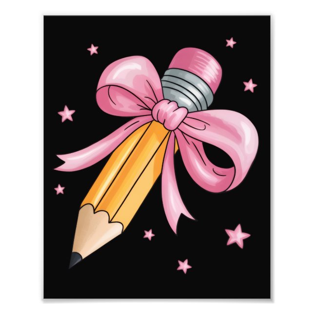 Teacher Bow Pencil Teaching Life Appreciation Gift Photo Print (Front)