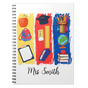 Teacher Bright Colour Brushstroke Personalize Notebook