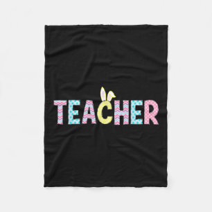 Teacher Bunny Easter Day Cute Egg School Women Kid Fleece Blanket