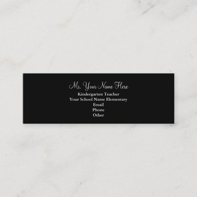 Teacher Business Card - Slim Zebra Print (Front)