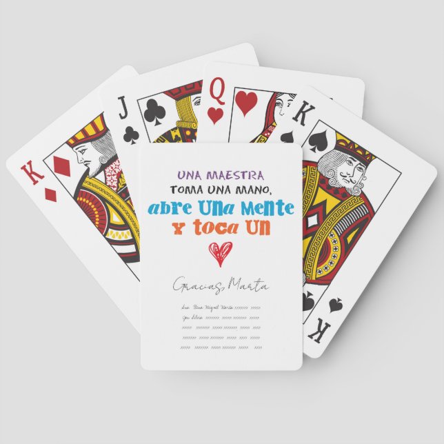 Teacher card deck and your names (Back)
